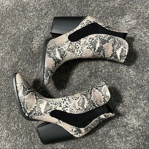 Qupid Snakeskin Ankle Boots